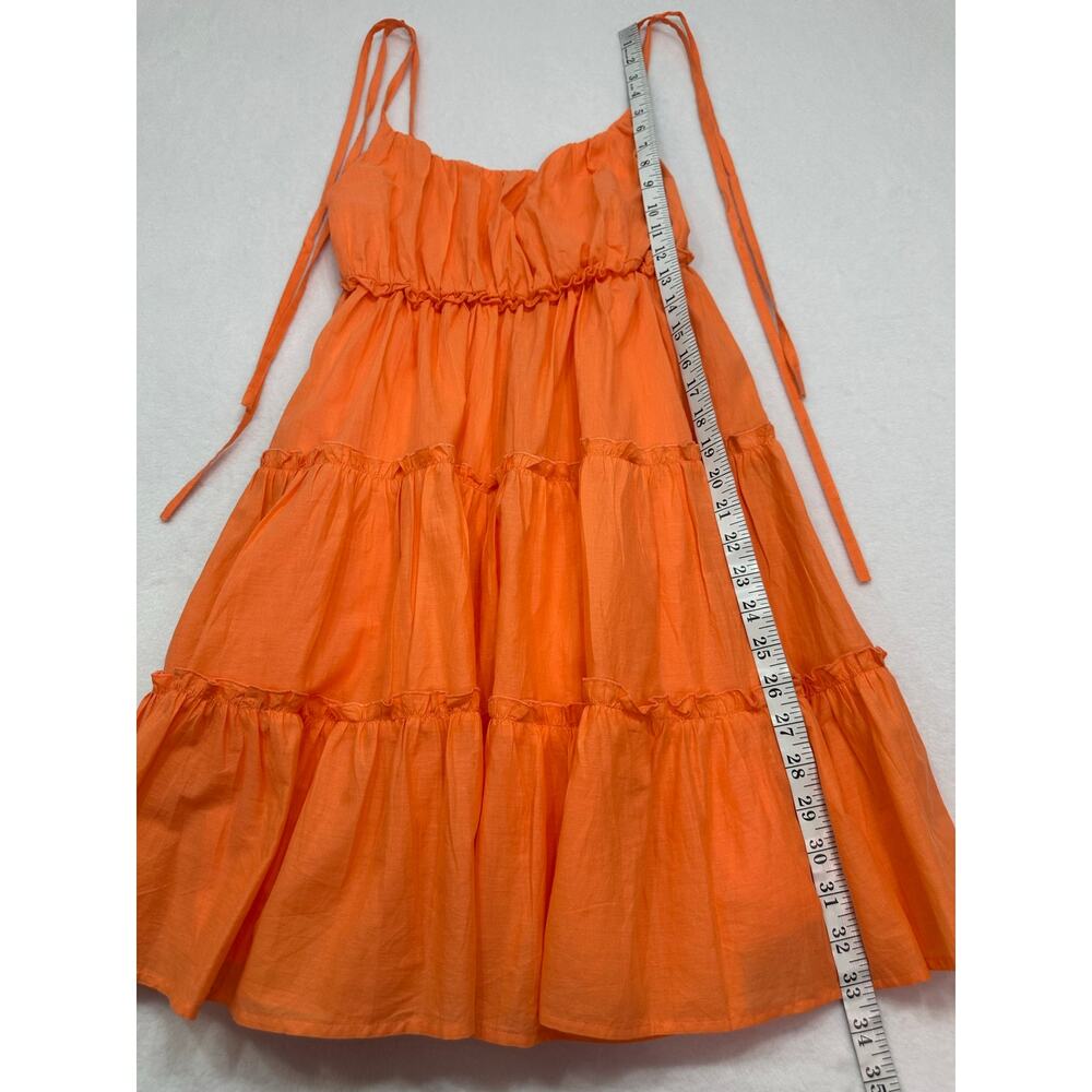 NWT Miss Ord Orange Tiered Ruffle Mini Dress Adjustable Tie Straps Size XS - Picture 8 of 11